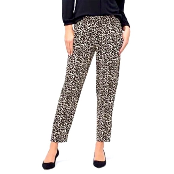 J. CREW Jamie pant with elastic waist leopard prints boho women’s size 0 - Picture 1 of 8